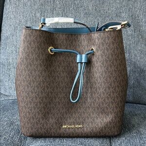 Michael Kors Brown and Blue Shoulder Bag